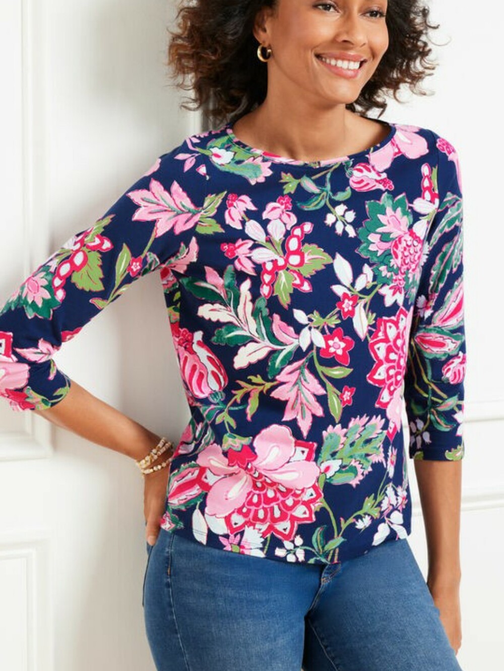Talbots Bateau Neck Tee - Joyful Jacobean